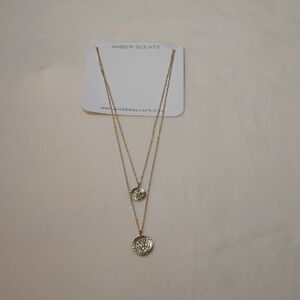 NWT AMBER SCEATSGold Tone Double Layer Necklace